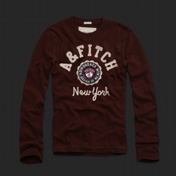 Abercrombie Fitch Hombres De Cuello Redondo Largo Remera AF5847